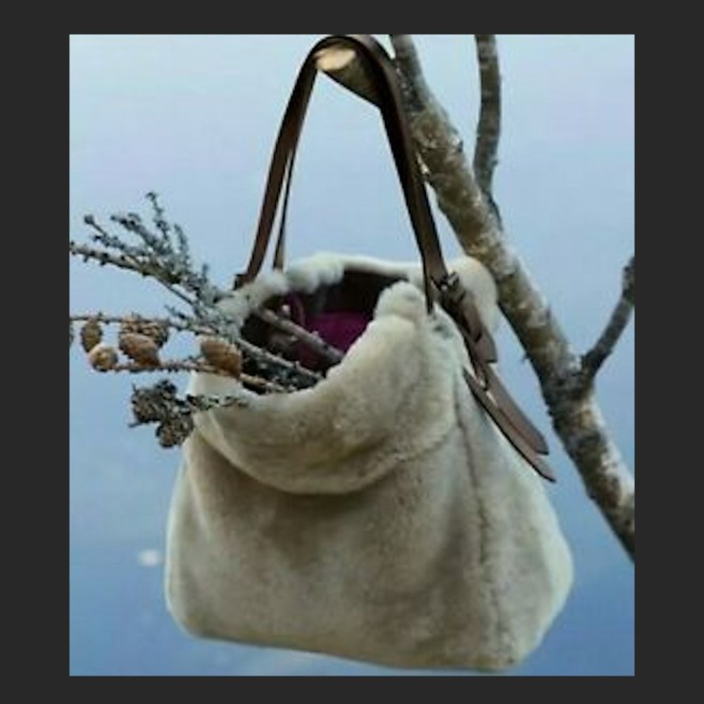 Anthropologie Holding Horses Lamb Fur Bag